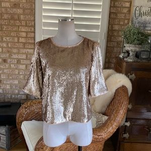 J. CREW SEQUIN ROSE GOLD CROP TOP 2 NEW